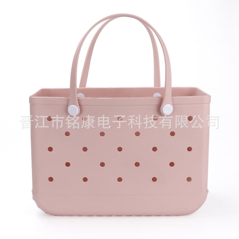 Cross-border factory direct EVA beach bag, stylish and simple, waterproof, macaron color series, DIY single-shoulder hole bag