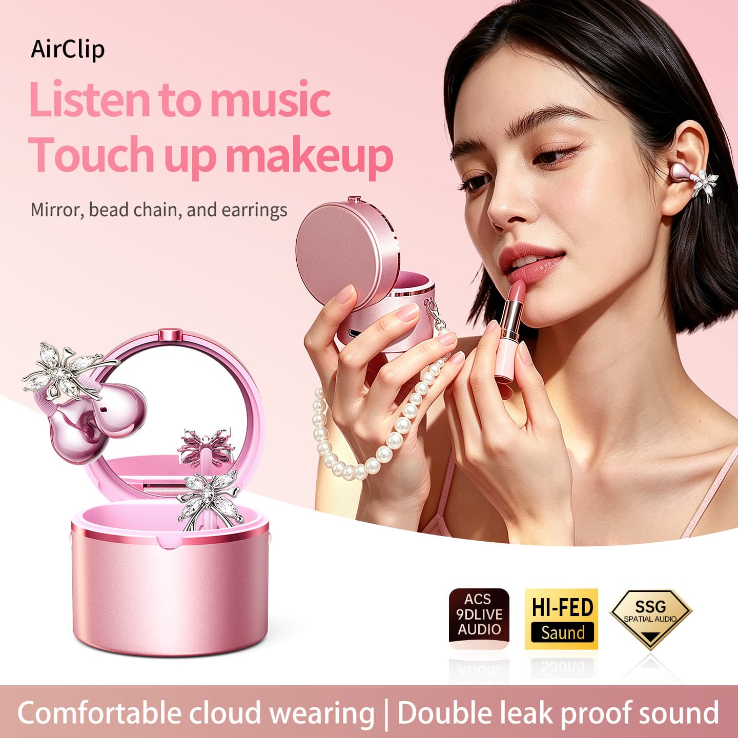 E-commerce hot model M197 ear clip type OWS open clip-on Bluetooth headset, non-in-ear makeup mirror, dedicated to goddesses