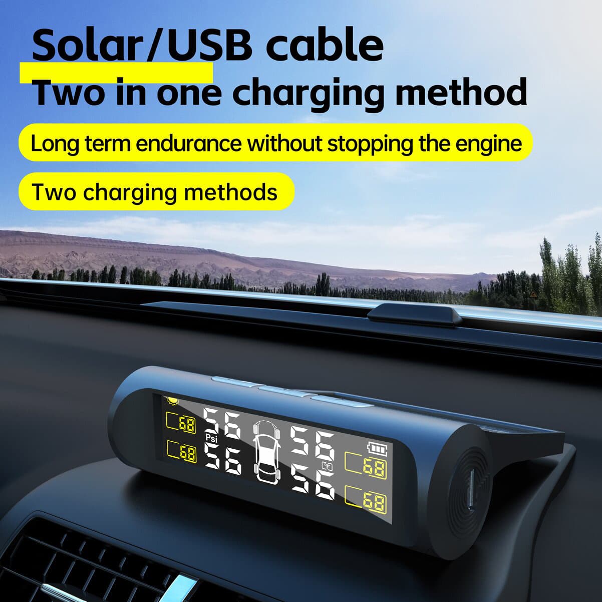 TY01 Tire Pressure Monitoring System High-Precision Solar TPMS Tire Pressure Monitor Wireless Smart