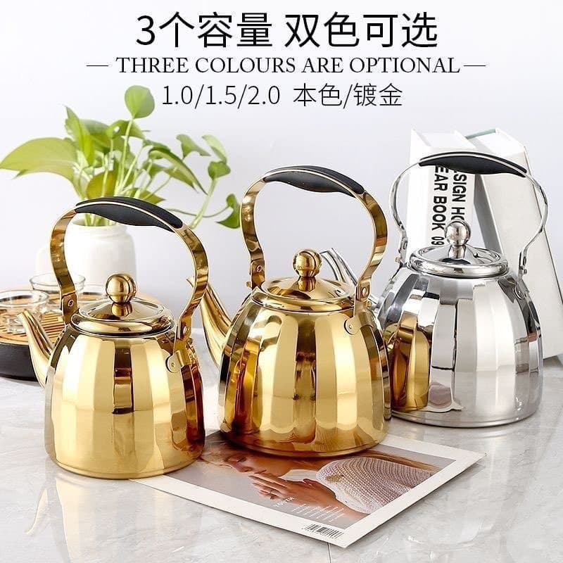 Thickened Stainless Steel Teapot with Handle for Hotels, Restaurants, and Outdoor Boiling