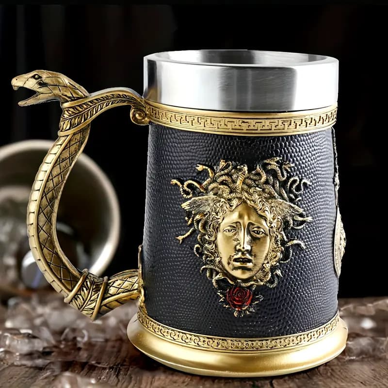 Medieval Norse Mythology Medusa Beer Mug Coffee Cup Personalized Snake Woman Stainless Steel Coffee Cup