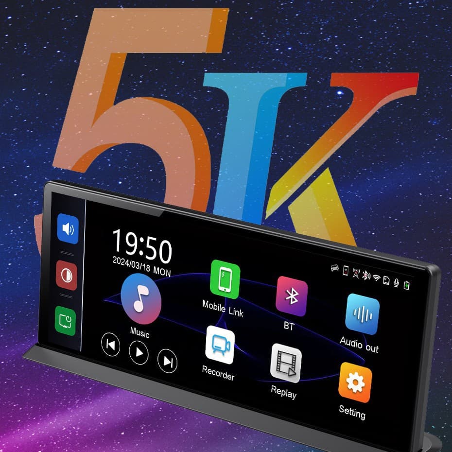5K Dash Cam 11.3-Inch Large Screen Dashboard CarPlay Android Auto Screen Mirroring 1080P Reverse Camera BT