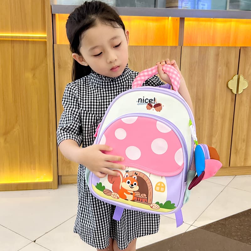 Trendy cartoon letters children's backpack cute mushroom kindergarten school bag fashionable small backpack for school season