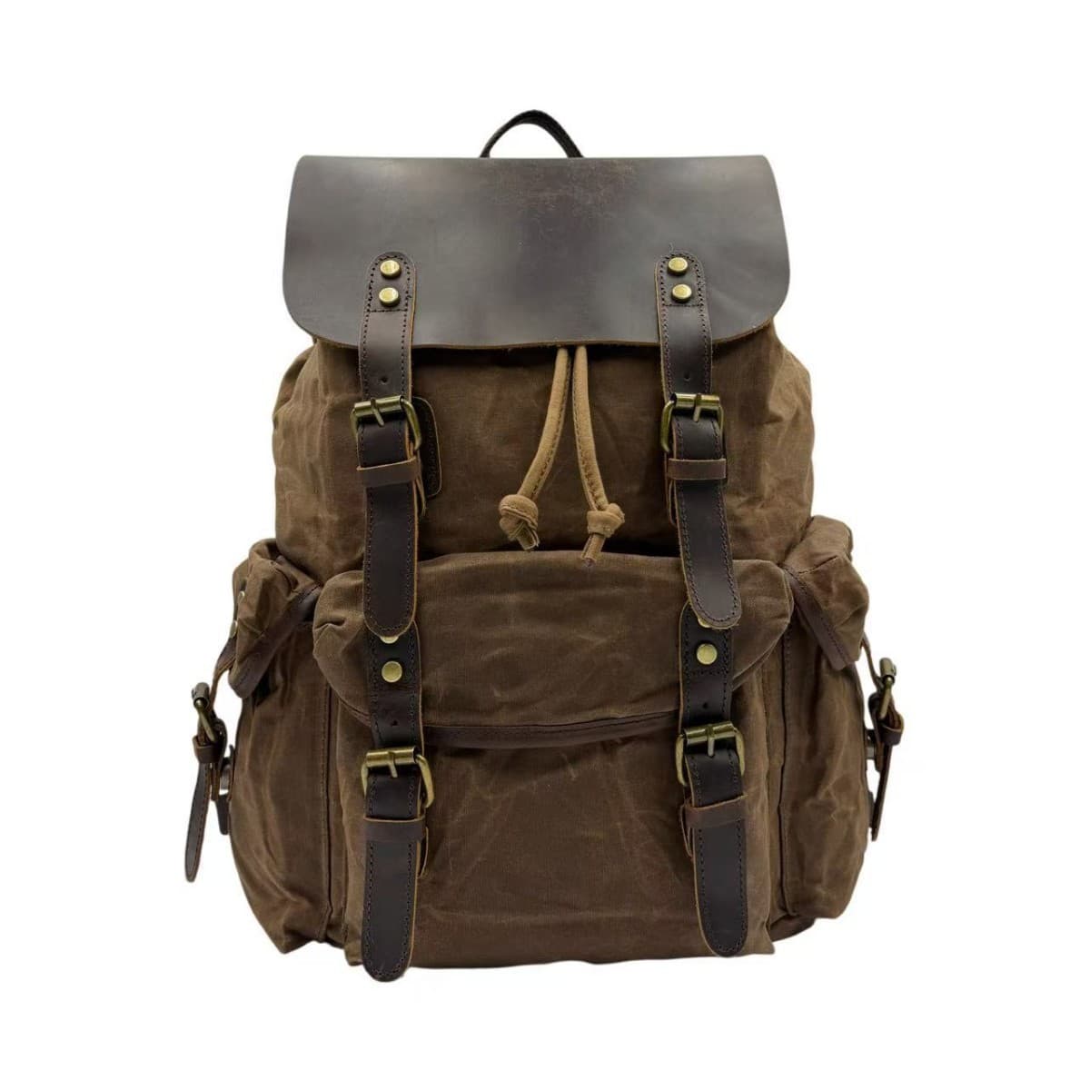 Crazy Horse Leather School Bag Men's and Women's Backpack Retro Backpack Travel Bag Computer Travel Bag Waxed Canvas Backpack Wholesale