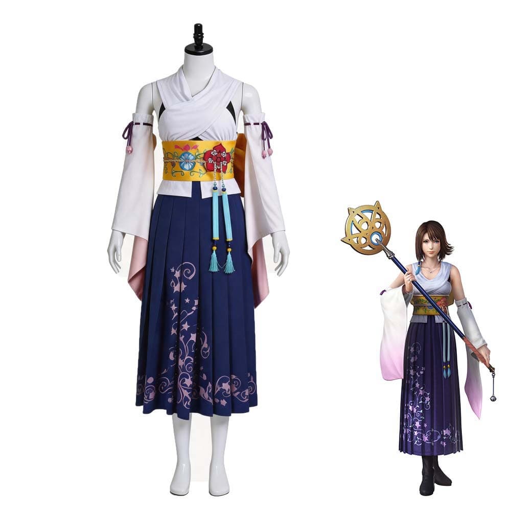 Final Fantasy X Yuna Stage Performance Kimono Cosplay Halloween Comic Con Yuna Cosplay Japanese Kimono