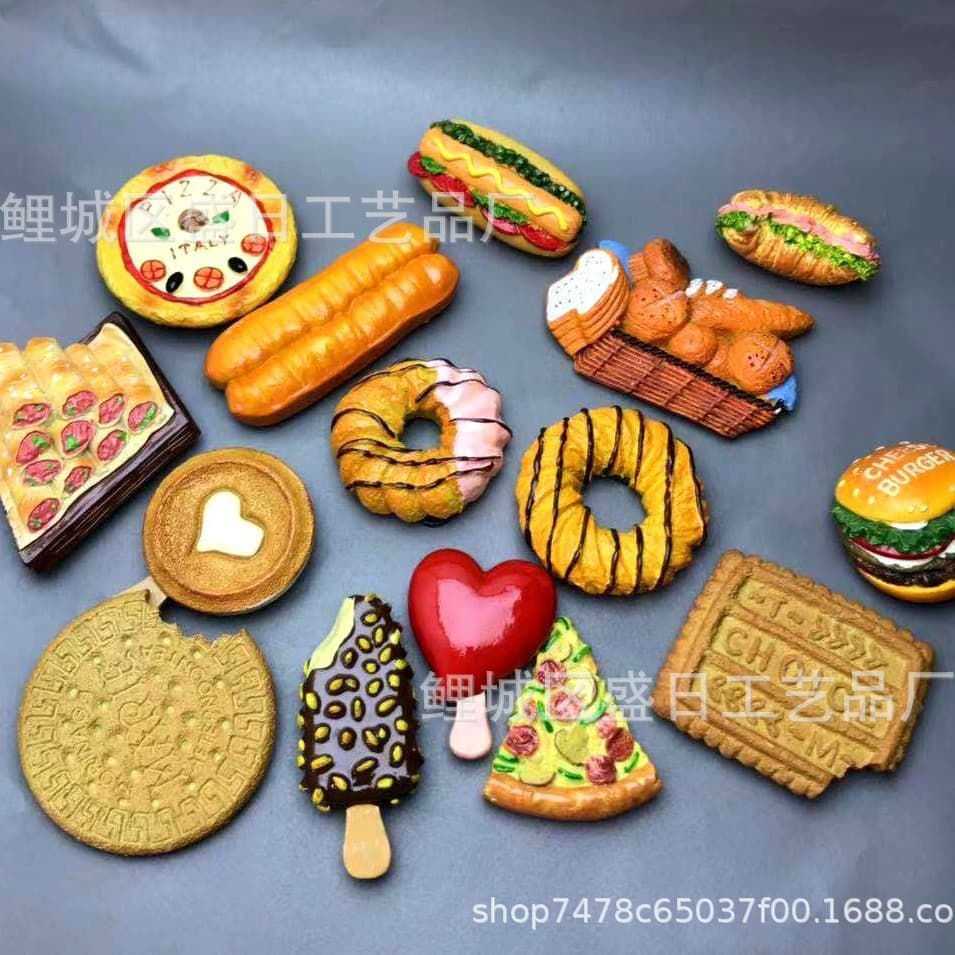 Resin Fridge Magnet Travel Souvenir Realistic Snack 3D Creative Magnet Factory Customization and Sales