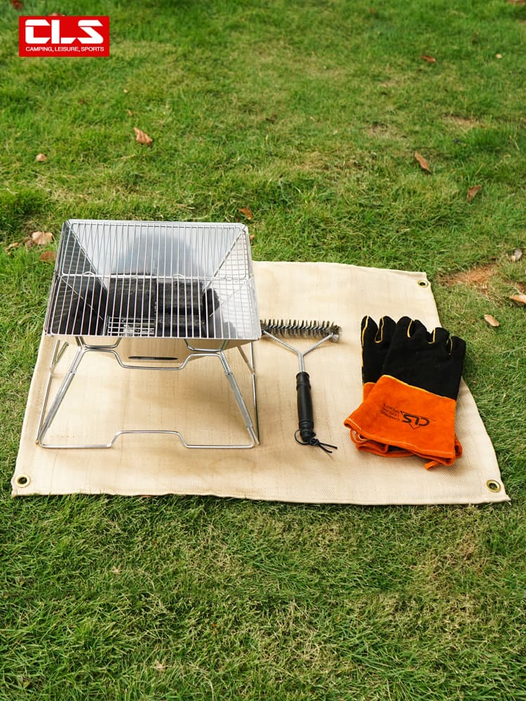 Outdoor Camping Fireproof Cloth Picnic Barbecue Heat Insulation Mat Flame Retardant High Temperature Resistant Fire Blanket Glass Fiber Flame Retardant Cloth