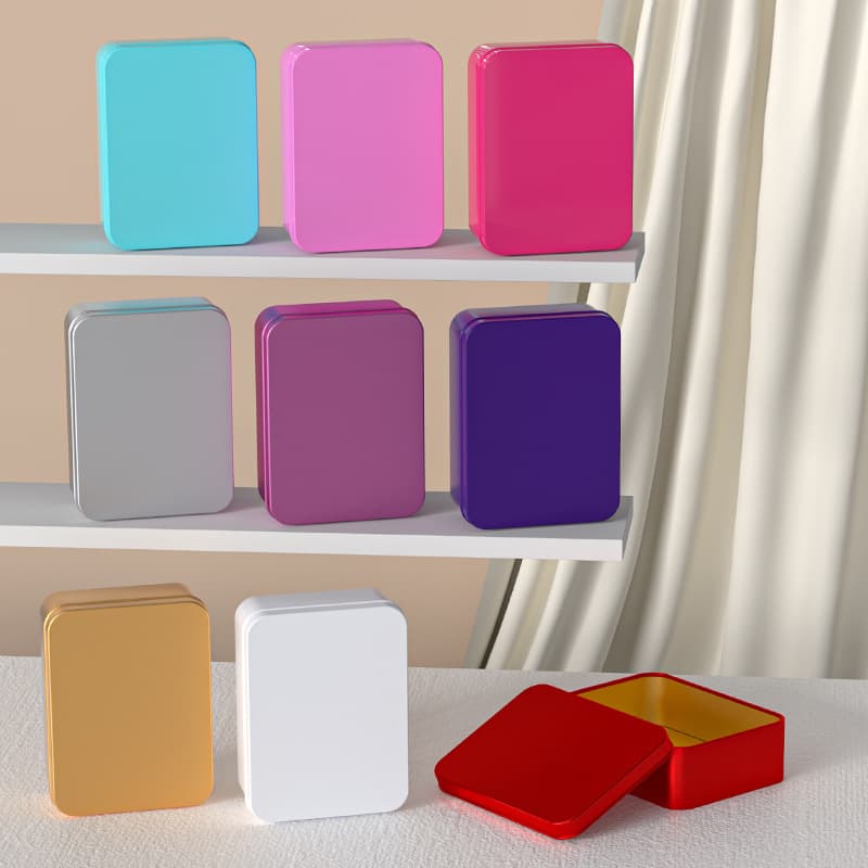 Creative rectangular tinplate wedding candy boxes with literacy cards, puzzle packaging metal tins, logo customization available