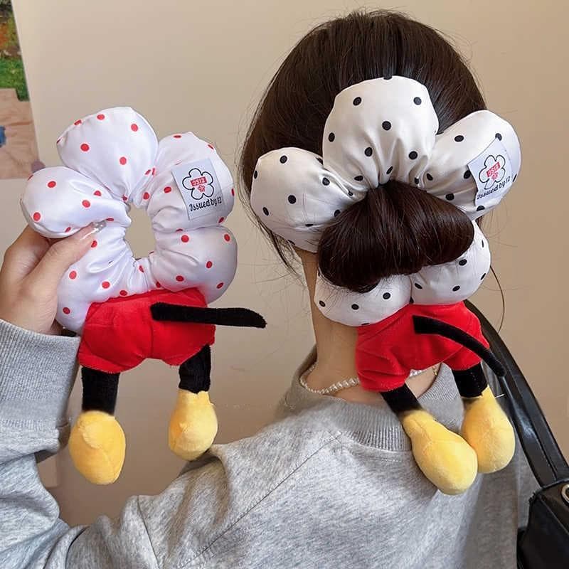 Cute Hair Ties, Hair Ropes, Floral Mickey Princess Style, Plush Fashionable Polka Dot Scrunchies