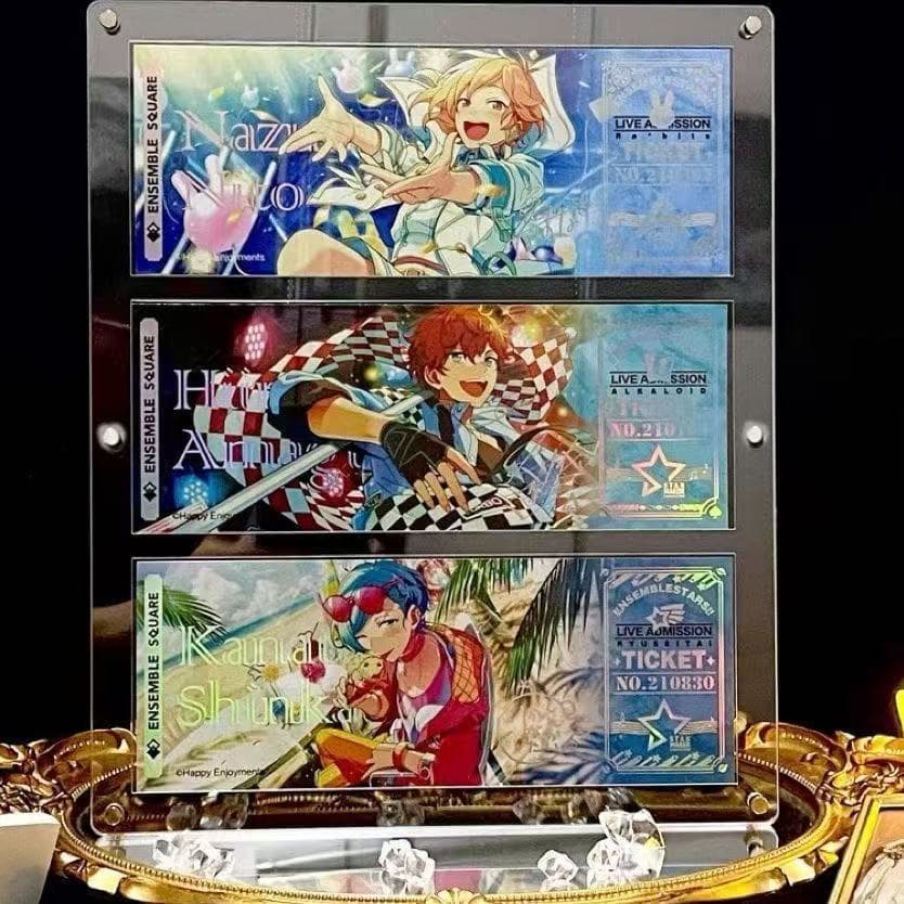 Laser Ticket Display Stand 3-Tier with Grooves Dustproof Acrylic Photo Frame Ins Style Storage High Transparency Card Holder