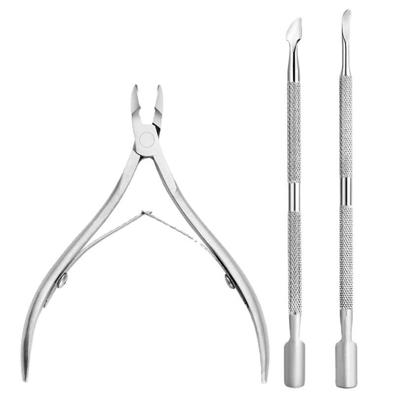 Stainless Steel Cuticle Scissors Set Double-Ended Steel Pusher Cuticle Remover Nail Trimmer Dead Skin Hangnail Scissors Wholesale