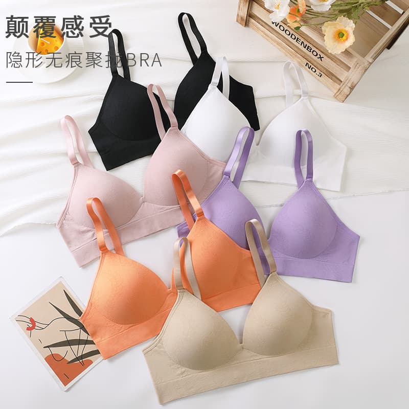Seamless beautiful back one-piece fixed latex cup padding bustier wire-free bra, teenage underwear vest bandeau for women.