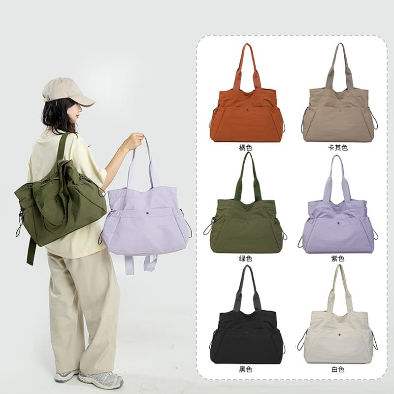 Large-capacity Japanese and Korean women's bag commuter tote lightweight sports fitness shoulder bag casual nylon cloth portable tote bag
