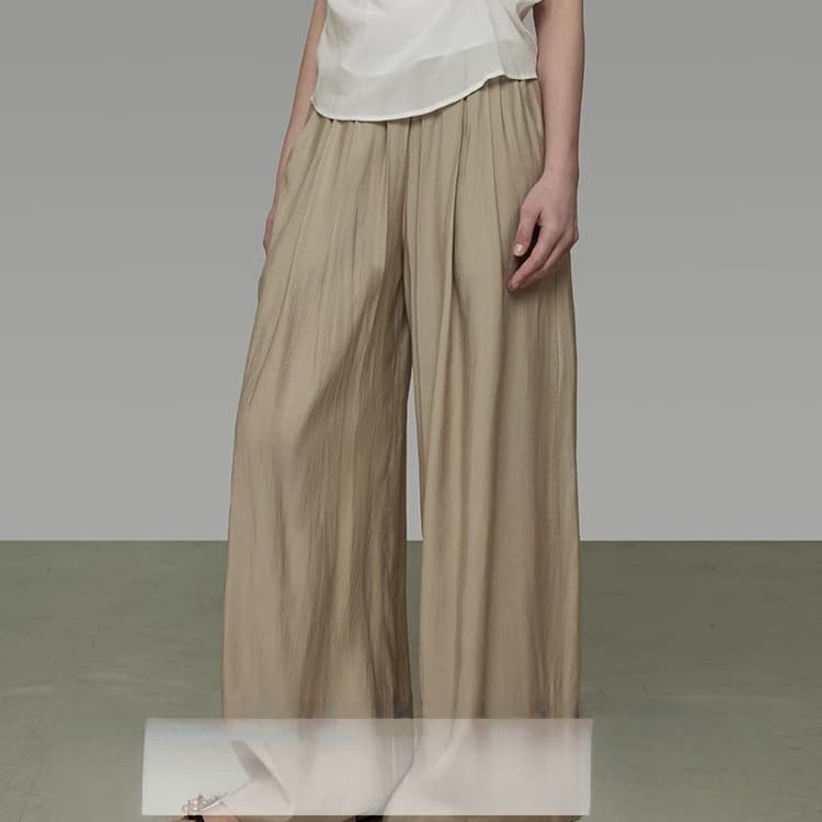 Women's Summer New Wide-Leg Pants with Three-Dimensional Pleats, Loose Fit, Slimming, Draped Casual Long Pants