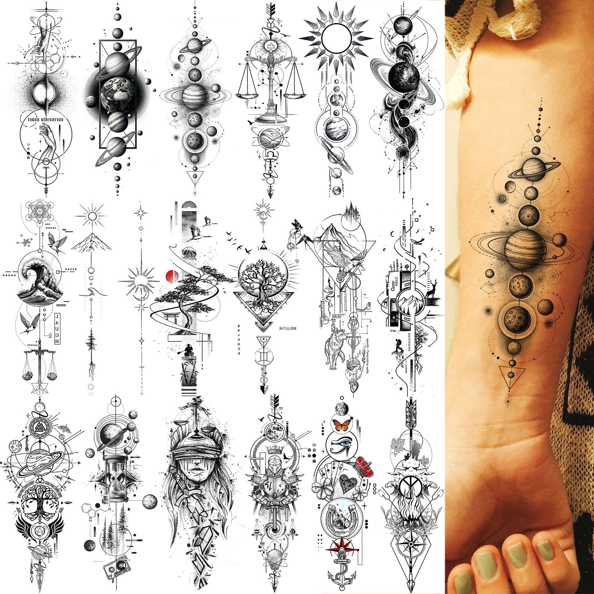 Geometric Universe Tattoo Sticker for Hand Back Water Transfer Tattoo Amazon EU US Tattoo