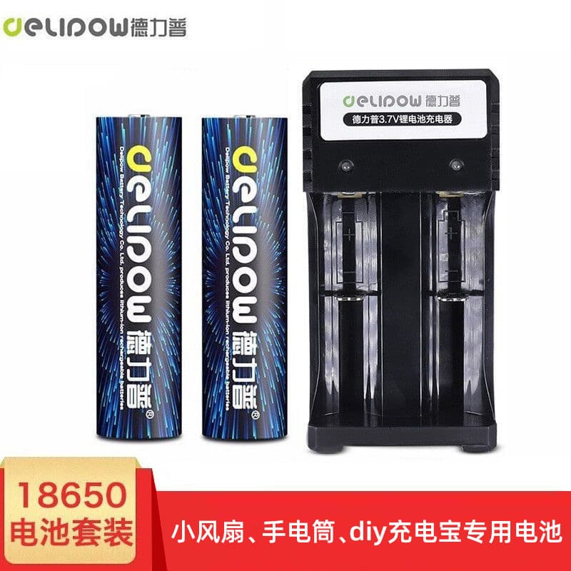 Delipow 18650 Lithium Battery 7400mAh Rechargeable Set 3.7V Flashlight Power Bank Battery Handheld Fan Electric Toothbrush