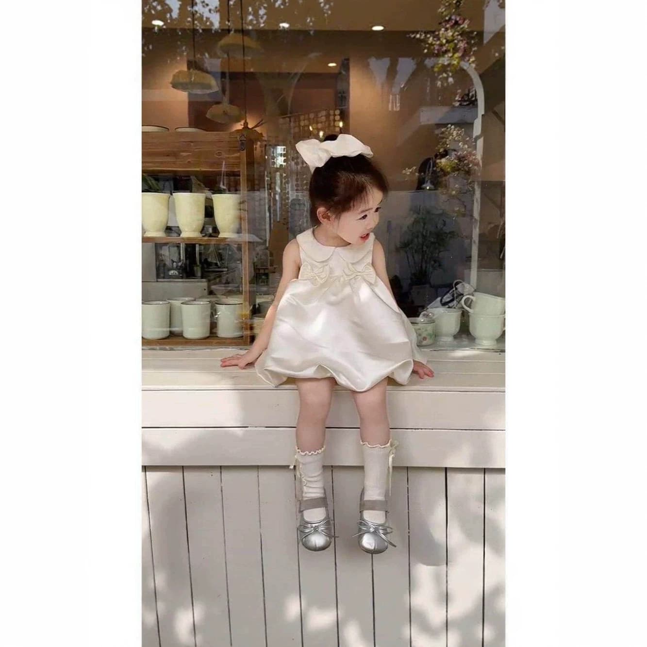 Baby girl's first birthday dress 2026 new summer white flower girl dress stylish fluffy birthday princess dress