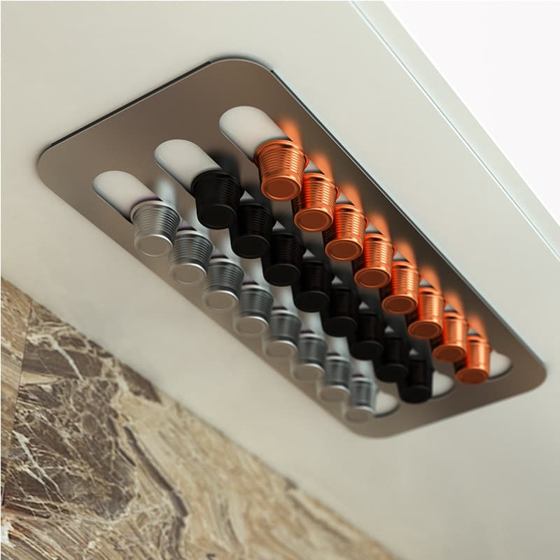 Stainless Steel Wall-Mounted Coffee Capsule Storage Display Rack, No-Drilling Capsule Holder, Sample-Specific Design