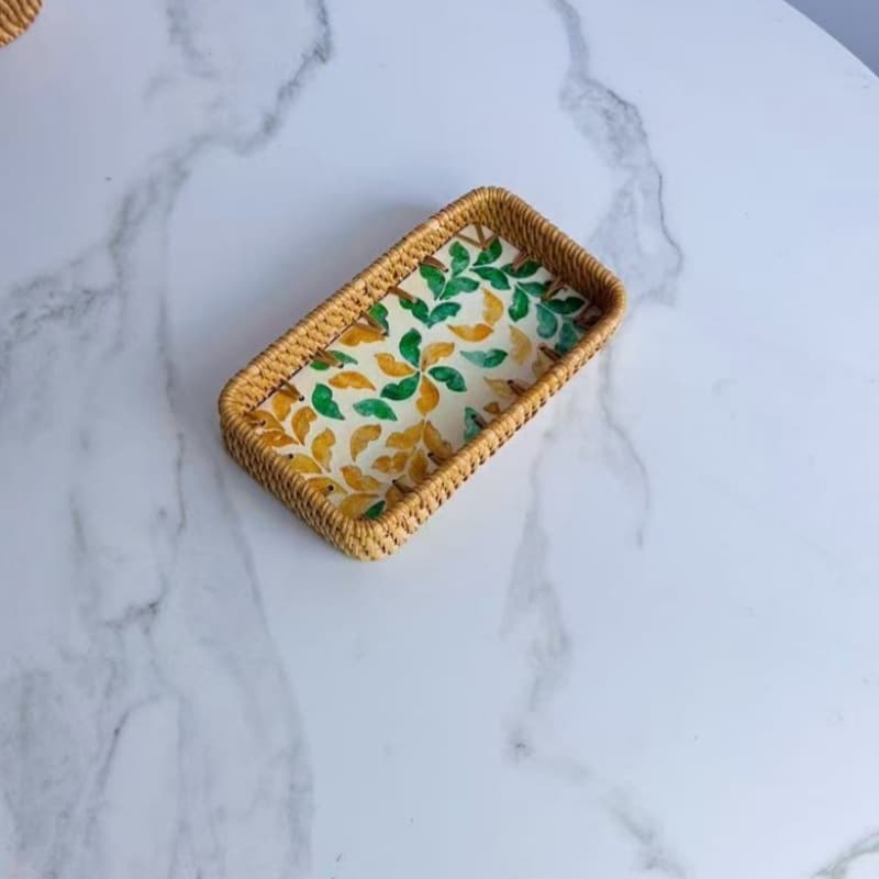 Woven Rattan Basket Home Snack Basket Candy Shell Colored Restaurant Premium Tray Rattan Fruit Bowl Storage Tray Fruit Basket