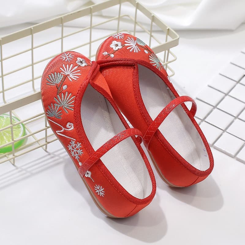Costume Performance Shoes Traditional Cloth Shoes Hanfu Shoes Children Embroidered Shoes Children White Shoes Ethnic Style Shoes