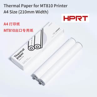 HPRT Hanin MT810 Thermal Printer Premium A4 Paper 12 Rolls 24 Rolls BPA-Free