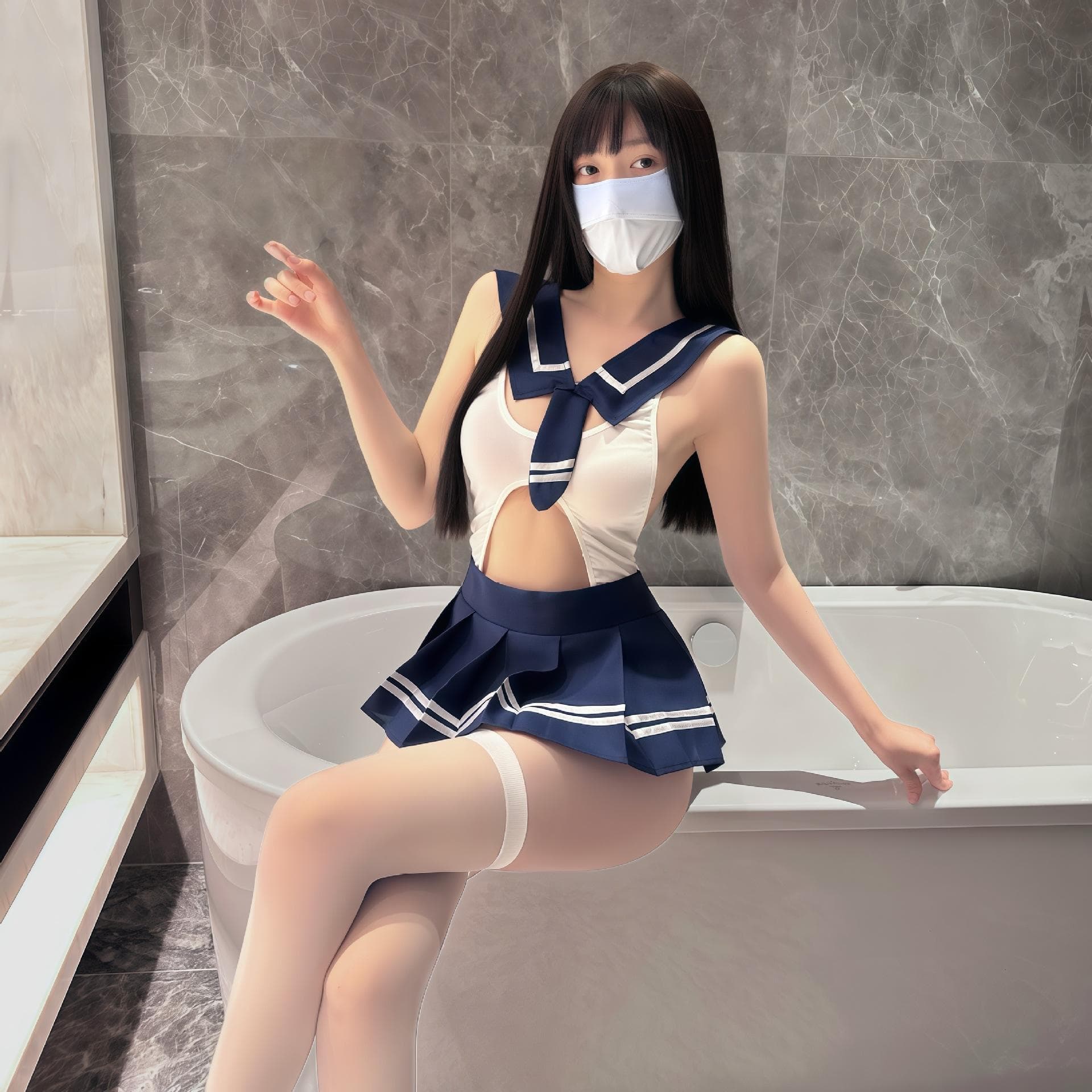 Sexy Plus Size School Uniform Bodysuit Set Passion Sailor Dead Pool Water F156