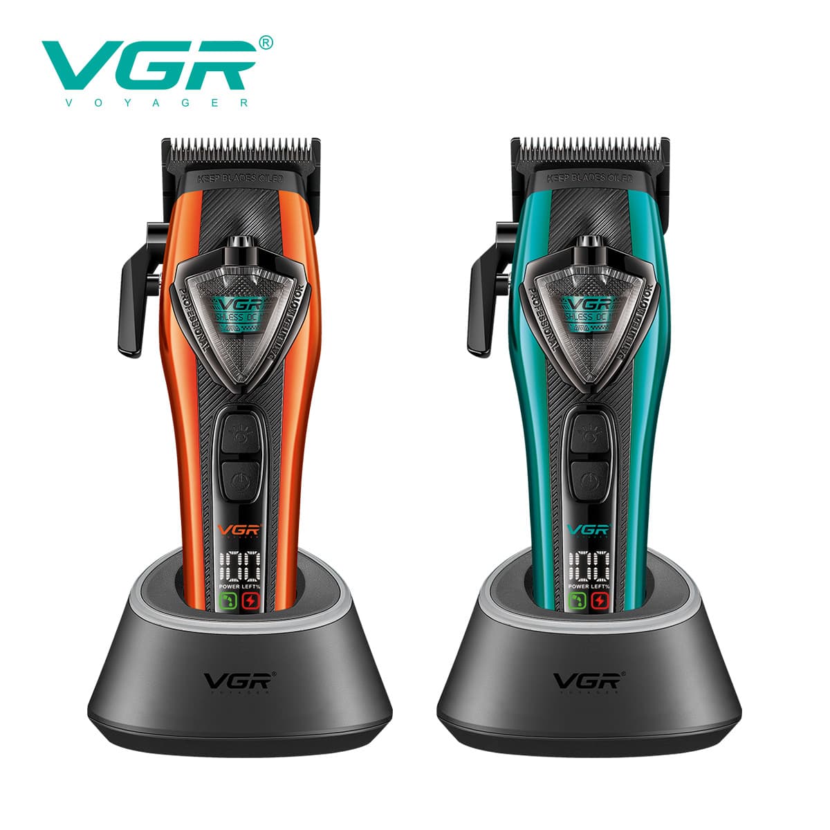 VGR884C Cross-Border Electric Hair Clipper Barber Shop Special Bald Head Engraving Digital Display Barber Shop Professional High-Speed Electric Clipper