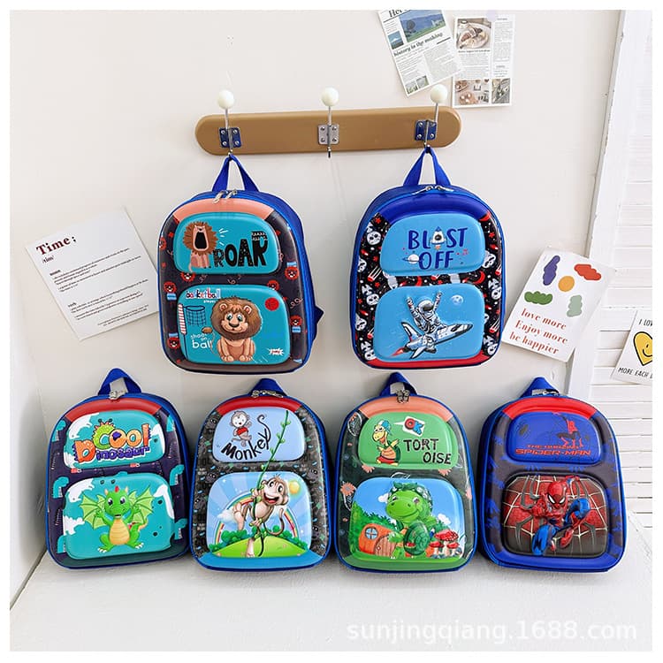 New Export Cute Cartoon Backpack for Boys and Girls, Large Capacity, Durable, Weight-Reducing Kindergarten Schoolbag, Eggshell Style, Wholesale