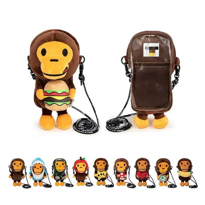Japanese trendy brand lightweight crossbody bag, men's and women's sports mobile phone bag, simple outdoor monkey bag, fashionable style