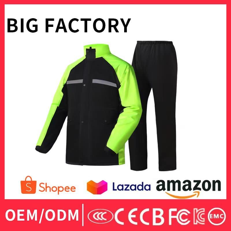 Men's Motorcycle Riding Rain Suit Set, Adult Split-Type Heavy-Duty Windproof Rainwear for Food Delivery Riders