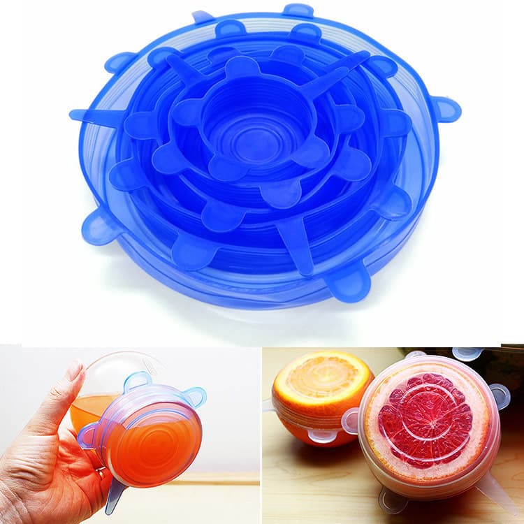 Multi-size Food Grade Silicone Preservation Lid Cover Bowl Set 6 Pieces Combination Round Shape Durable Kitchen Cooking Utensils