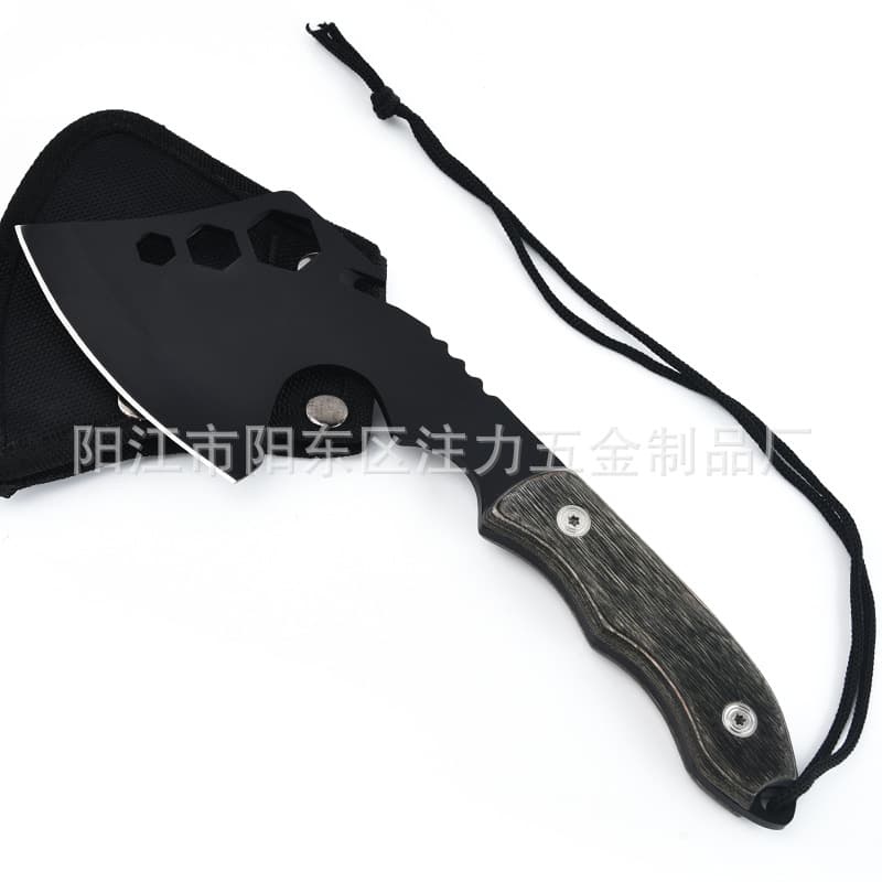 Outdoor Wooden Handle Axe Camping Wood Splitting Hand Axe Wilderness Self-defense Mountain Climbing Rope Cutter Fire