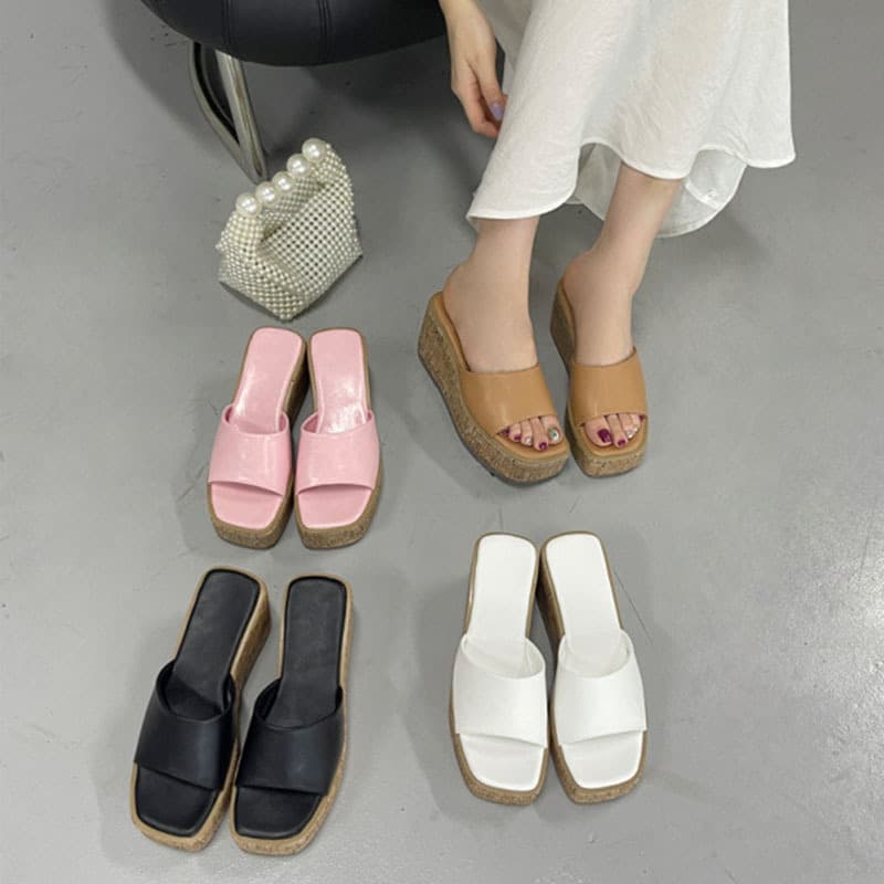 2025 New Wedge Ultra-High Heel Open-Toe One-Strap Sandals Summer Beach Outdoor Fashion Thick-Soled Platform Sandals for Women
