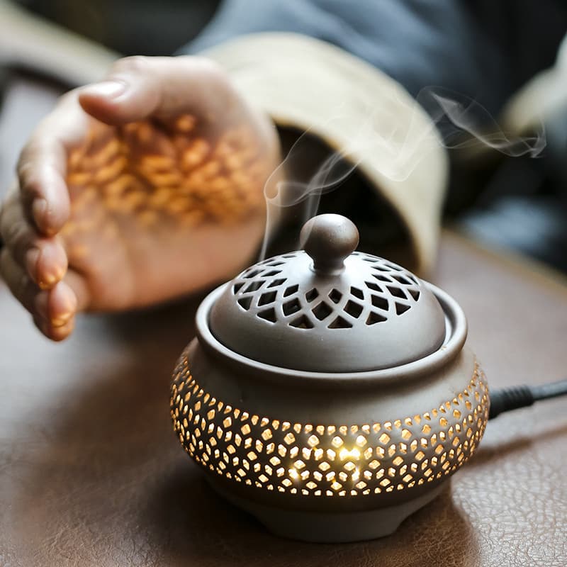 Electric Aromatherapy Burner, Essential Oil Night Light, Incense Powder, Timed Temperature Control Heating Electric Burner