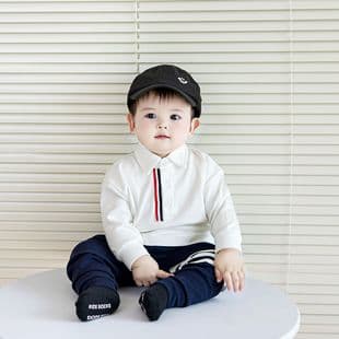 Infant Undershirt, Boys Casual Turn-Down Collar Long-Sleeve Polo Shirt, Spring/Autumn New Loose Fit Solid T-Shirt