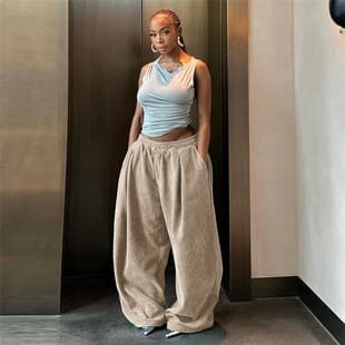 K23P35195 Cross-Border Export 2026 Women's New Fashion Street Style High-Waist Loose Straight-Leg Casual Pants for Women