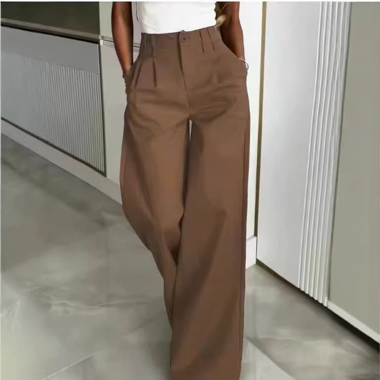 New autumn women's trousers, minimalist and sophisticated wide-leg trousers, loose and flowing fabric, slimming and casual floor-length trousers.