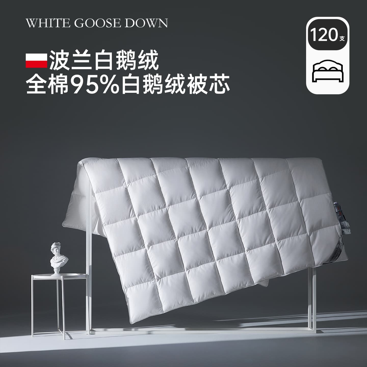 120S Pure Long-Staple Cotton 95% White Goose Down Core Spring/Autumn Winter Hotel B&B Four-Season Down Duvet Manufacturer