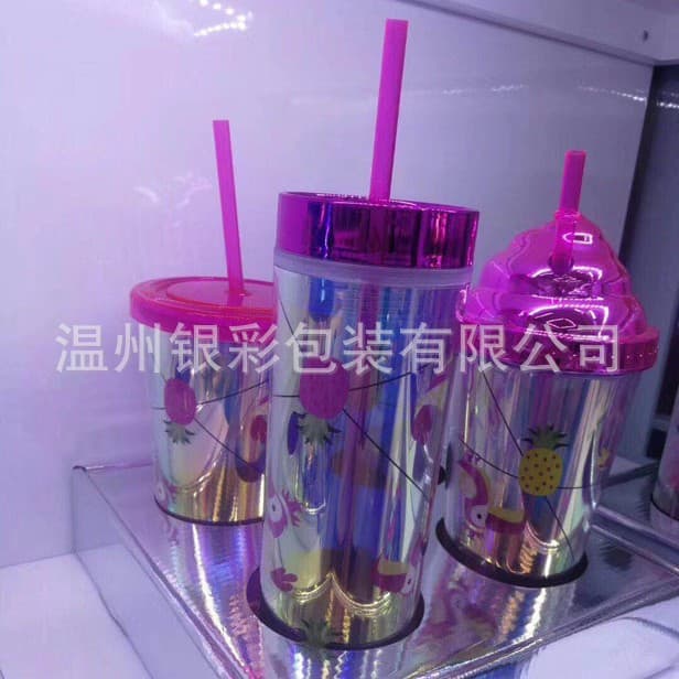 Manufacturer printing magic film PVC laser plastic transparent straw cup PET insert card paper card can be proofed for foreign trade