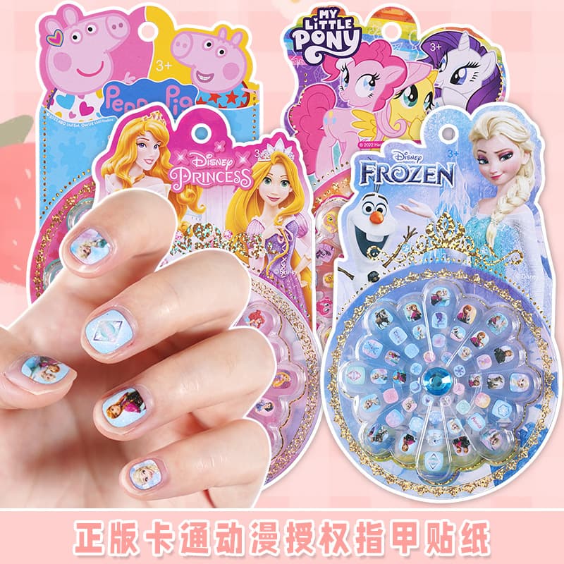 Children's Cartoon Frozen Princess Elsa Nail Stickers Girl Baby Kindergarten With Adhesive Peelable Nail Art Stickers