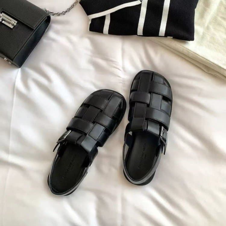 [Cowhide Version] Super Soft~ Flaw-Hiding Genuine Leather Woven Hollow Flat Roman Sandals Women's Clog Slippers