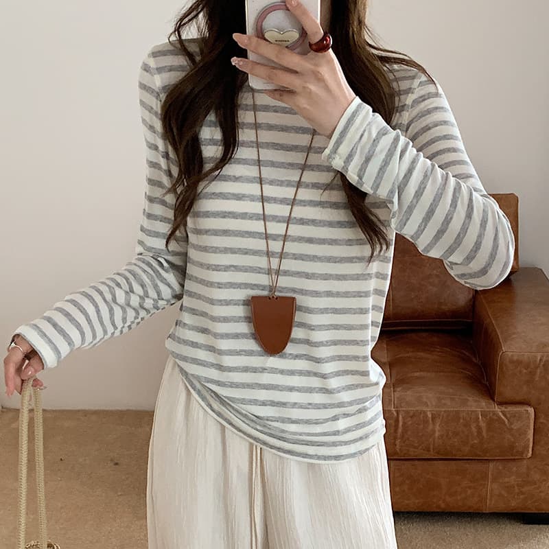 Morishima Silk Wool Thin Base Layer Top for Women, Modal Slim Fit Basic Cover, Soft and Skin-Friendly Minimalist Top