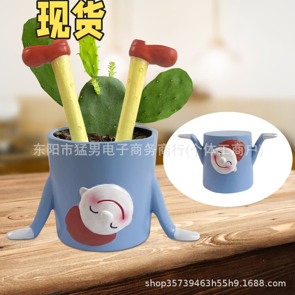 Cross-border New Resin Craft Flower Pot Creative Inverted Resin Ornament Funny Girl Upside-Down Flower Pot Decoration