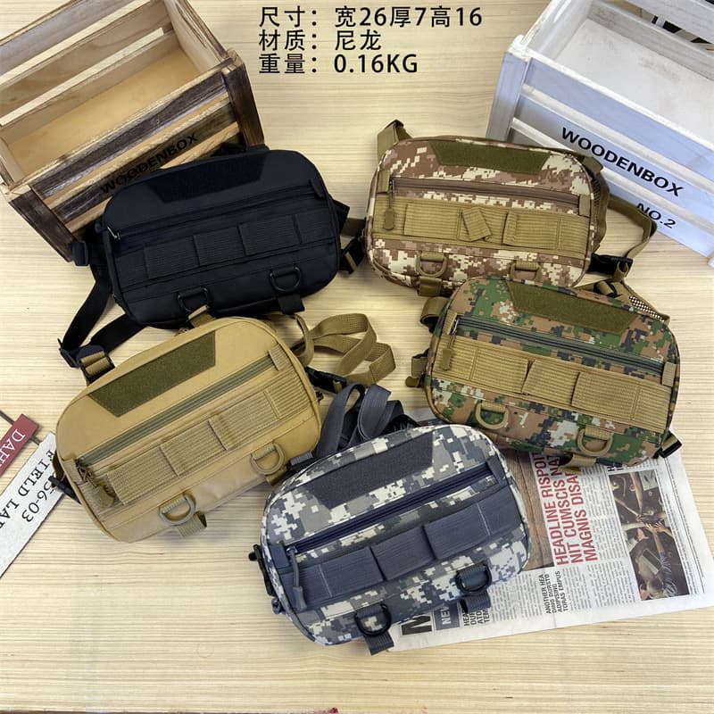 Cross-Border Wholesale Outdoor Tactical Bag Camo Waist Pack Hiking Cycling Chest Bag Mountaineering Multi-Functional Chest Pack Sports