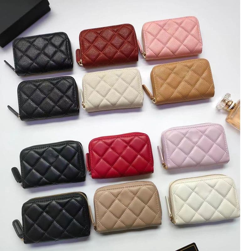 New women's quilted small card holder, short multi-slot clutch, cute and simple coin purse.