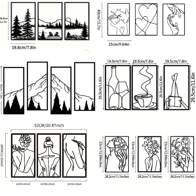 Cross-border Hot Selling Creative Iron Art Silhouette Metal Artwork Woman Line Art Wall Hanging Tin Painting Decoration