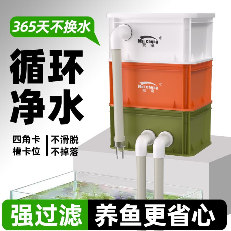 Aquarium Filter Turnover Box, Home Fish Pond External Circulation Filter System, Top-Mounted Drip-Type Circulating Water Purification Tank
