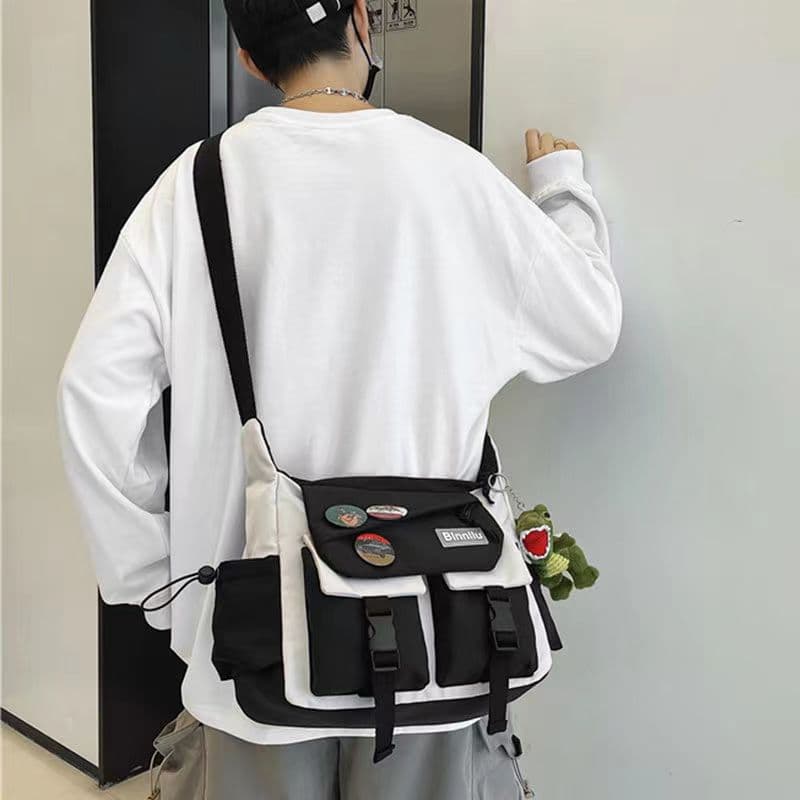 Men's Large Capacity Autumn/winter Trendy Casual Versatile Crossbody Bag Small Size Single Shoulder Mailman Bag Japanese Style