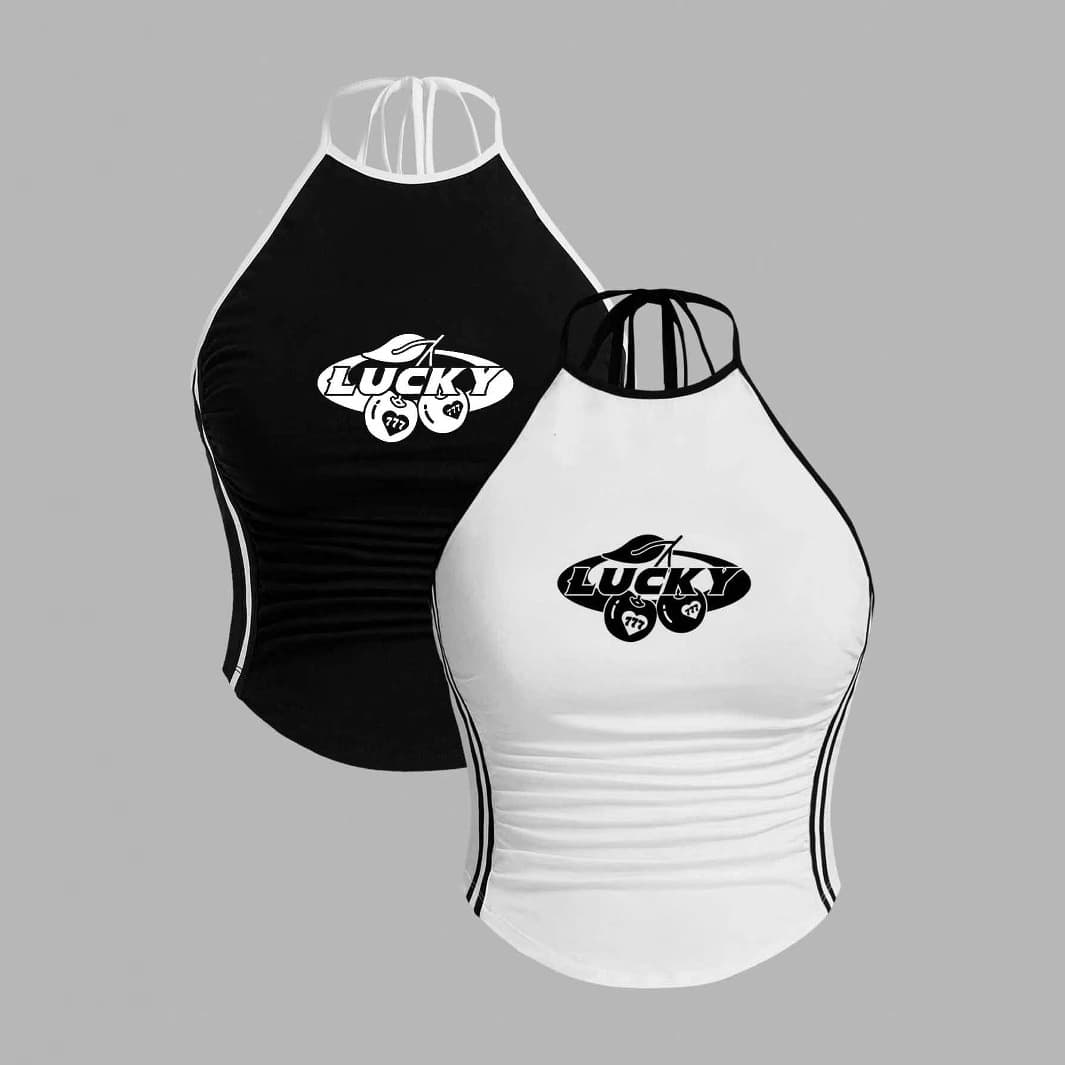 2025 Summer New Cross-Border European and American Simple Y2K Sexy Hot Girl Pure Desire Halter Neck Tie-Up Camisole