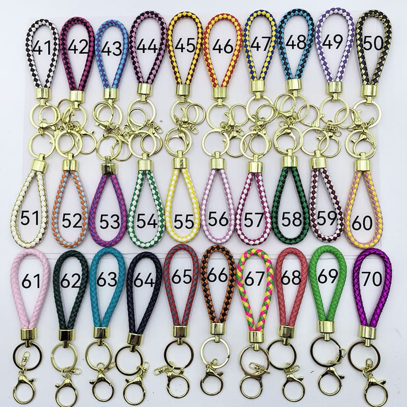 Factory Wholesale Woven Alloy Leather Rope Keychain Pendant Ornament PU Material Small Gift Bag Keychain Accessory
